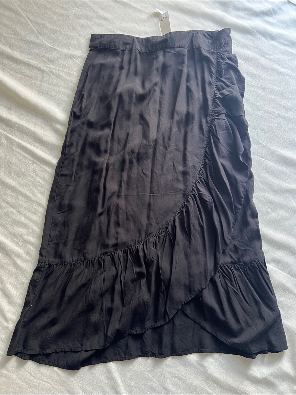 GAP Factory Black Midi Skirt with Ruffle Trim